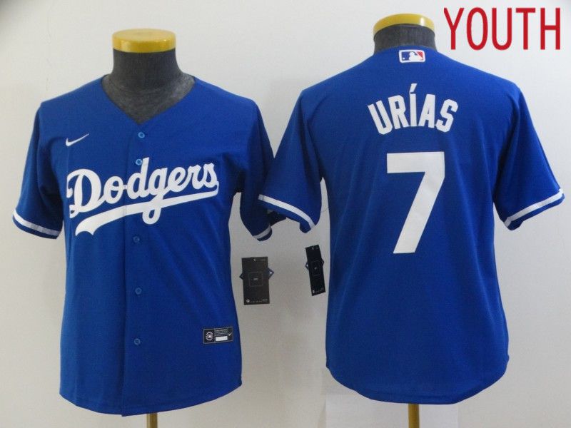 Youth Los Angeles Dodgers 7 Urias Blue Nike Game 2021 MLB Jersey